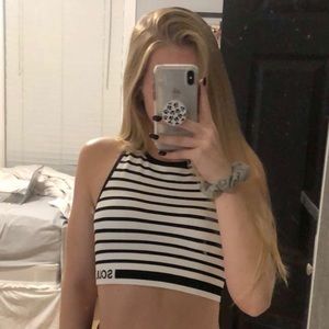 Black/white SoulCycle Sports Bra